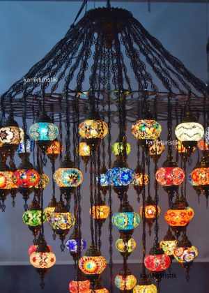 Mosaic Big Chandelier 57 Pieces Laser Cutting Turkish Lamp I-S-C-5323