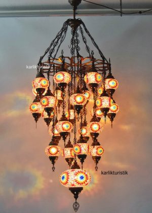 Turkish Mosaic Lamp Ottoman Style 25 Globe Chandeliers I-S-C-5326