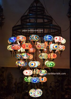 Turkish Mosaic Lamp with 43 Globes Mosaic Lighting Hanging Ceiling Lantern Lamp  I-S-C-5336