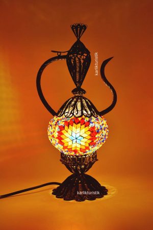 Mosaic Table Lamp Copper -TURKİSH HANDMADE LAMP-  EWER - F-T-204