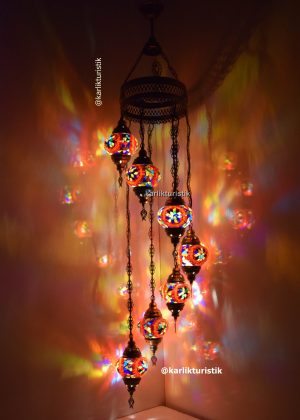 Turkish Lamp 7 GLOBE Sprial Desing Set, Turkish Lamp Ceiling ,Moraccon Lamp ,Turkish Mosaic Ceiling Chandelier Lamp I-S-C-5308