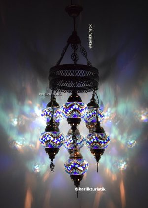 Turkish Lamps 6+1 globe, Turkish Chandelier Colorful, Mosaic Lamps, Ottoman Lamps and Chandelier, Mosaic Chandelier ,Decorative Hanging Lamp I-S-C-5306