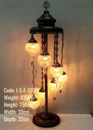 Turkish Lamp Standing Seljuk Pattern, Ottoman Style Floor Lamp Handmade Glass, Authentic Floor Lamp, Moroccan Floor Lamp, 7 Line Floor Lamp-I-S-F-5508