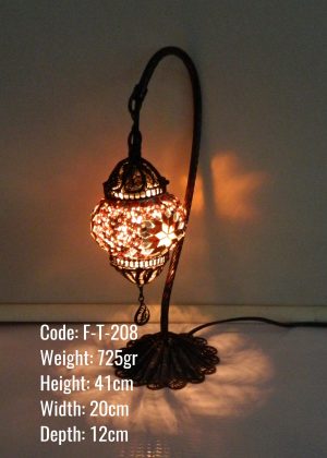 Mosaic Small Table Lamp Handmade Copper Filigree Art for Gift F-T-208