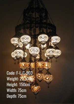 Handmade Copper 25 Globe Chandelier Mosaic  F-L-C-903