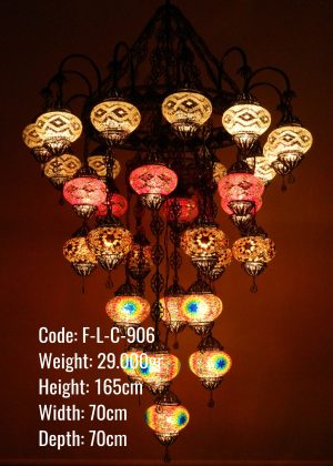 Handmade Chandelier 31 Mosaic Glass Copper Filigree Art F-L-C-906