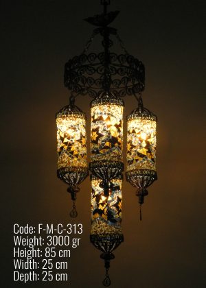 Turkish Chandelier 4 Cylinder Globe  made of Copper F-M-C-313