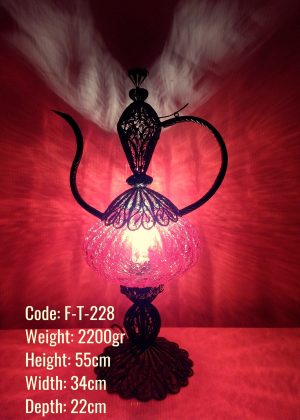 Medium Size Copper Filigree Authentic Table Lamp Ewer  Authentic- F-T-228