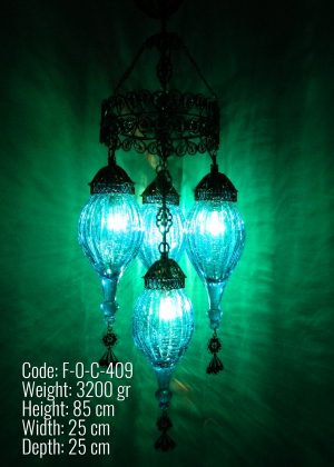 Turkish  Ottoman Style Lamp  4 Ball Beautiful Blowing Hanging Lamp - F-O-C-409