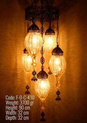 Copper filigree material and blowing 5 glass handamde Chandeliers  - F-O-C-410