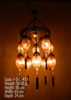 Blown Glass Ottoman Chandelier,11 Lamps, Blown Glass Chandelier, Large Chandelier, Turkish Chandelier F-O-C-413