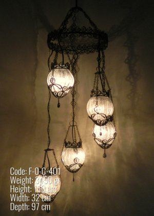 OTTOMAN AND TURKİSH STYLE LAMP 5 Globe Sprail SET F-O-C-401