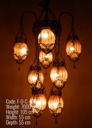 Ottoman Style Lamp 8 Pieces Blowing Handmade Filigree Arm Chandelier - F-O-C-402 - F-O-C-402