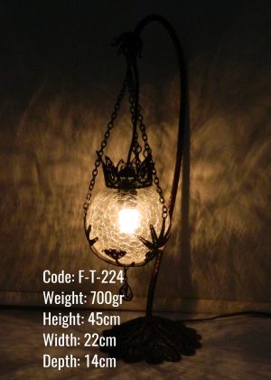 Ottoman Gooseneck Table Lamp Small Ball Glass Filigree  Art – F-T-224