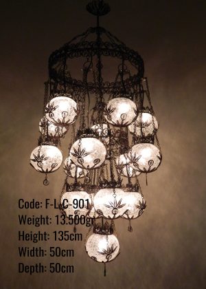 Turkish Chandelier Lamp, Morrocan Decor 15 glass Lighting, Home Living, Bohemian Light, Restaurant Hanging Lamp, Unique Lighting, Art Home Living- F-L-C-901