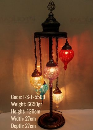 Ottoman Unique  Standing Light Decor Corner Lamp 5 Piece Floor Lamp with Blown Glass -I-S-F-5509