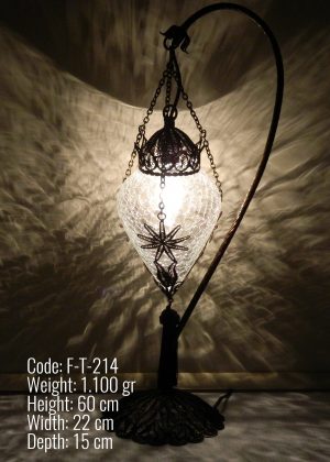 Filigree Bullet Glass Swanneck Table Lamp Copper Made İn Fully Turkey - F-T-214