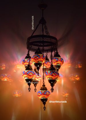 Turkish Lamps 8+1 globe, Turkish Chandelier Colorful, Mosaic Lamps, Ottoman Lamps and Chandelier, Mosaic Chandelier ,Decorative Hanging Lamp-I-S-C-5310