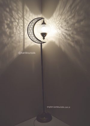 Cresent Shape Turkish  Lamp Big  ,Tiffany Standing Single Lights ,Ottoman Glass  1 globe  Floor Lamp -I-S-F 5541