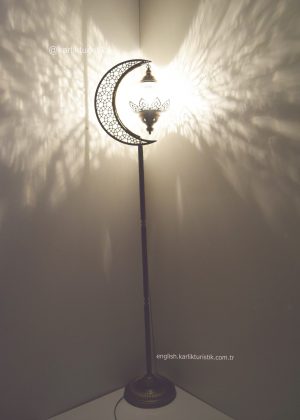 Cresent Shape Turkish  Lamp Big  ,Tiffany Standing Single Lights ,Ottoman Glass  1 globe  Floor Lamp -I-S-F 5541 with laser
