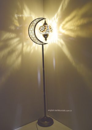 Cresent Shape Turkish  Lamp Big  ,Tiffany Standing Single Lights ,Mosaic Glass  1 globe  Floor Lamp -I-S-F 5540