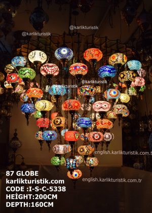Turkish Mosaic Lamp Handmade Unique  Style 87 Globe Special Large Chandeliers  I-S-C-5338
