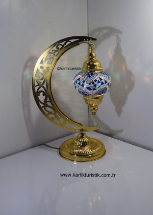 Mosaic Cresent Gold Plated Mosaic Lamp ,Moon Muslim lampMoon Shape Turkish Moroccan Mosaic Glass Ramadan İslamic Lamp Light Unique Lamp