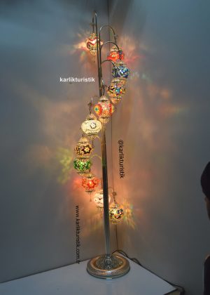 Turkish handmade standing lamp ,Copper Filigree Art 11 ball standing lamp,corner light,Turkish Floor Lamp,mosaic home light ,decorative