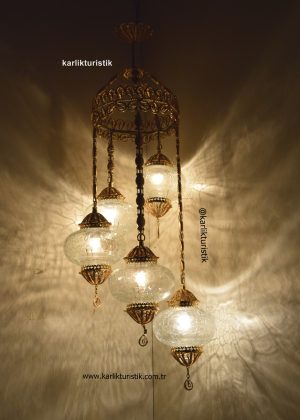 Handmade Copper Material Filigree Art Mosaic Lamp 5 Glass Ceiling Lamps  Cracked Glass Gold Plated
