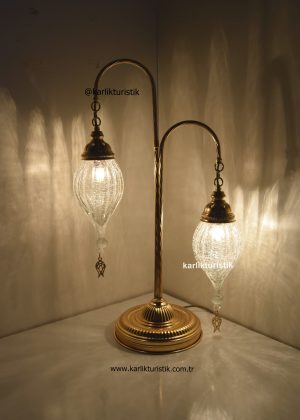 Cracked Pattern table lamp Double Glass Gold Plalted,Turkish Lamp Shade,Blowing Glass ,Floor Lamp Gold  Color