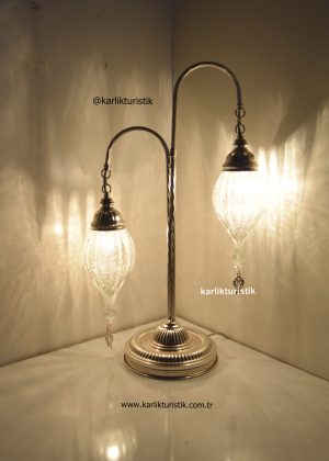 Cracked Pattern table lamp Double Glass Silver Plalted,Turkish Lamp Shade,Blowing Glass ,Floor Lamp Silver Color