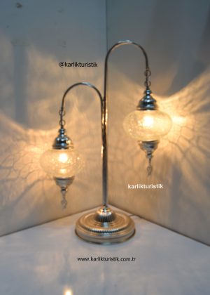 Cracked Pattern table lamp Double Glass Silver Plalted,Turkish Lamp Shade,Tiffany Lamp ,Floor Lamp Silver Color (Copy)
