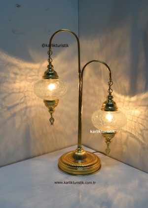 Cracked Pattern table lamp Double Glass Gold Plalted,Turkish Lamp Shade,Tiffany Lamp ,Floor Lamp Gold Color