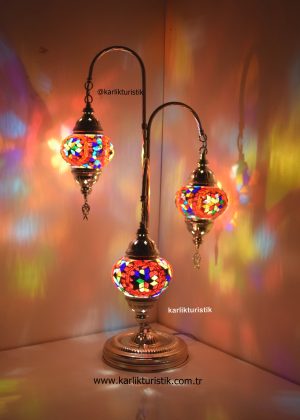 Turkish Lamp Silver Plated Standing Floor Lamp with colorful 3 globe, Made in Turkey colorful mosaic handmade glass lamp,Corner Table Lamp
