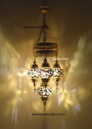 Mosaic Lights ,Gold Plated Chandelier,Handmade Turkish Lamp from Turkey 4 Mosaic Glass,Home lights ,Decor Lamps,Turksih Chandelier 4 Globe