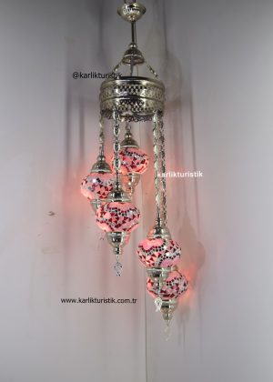 Turkish Lamp 5 GLOBE Sprial Desing Set,Special unique Chain,Mosaic Lamp Hanging,Moraccon Lamp ,Turkish Mosaic Ceiling Chandelier Lamp Silver