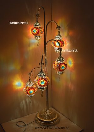 Mosaic Standing Lamp ,Turkish Floor lamp 5 Globe  mosaic light ,decorative moraccon lamps Copper Filigree art Silver