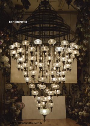 Hotel Lobby Chandeliers, Ottoman Cracked Glass Transparent large chandelier for restaurants, Unique Chandeliers BİG SİZE,Home Entry Chandeliers,Best restaurant lighting