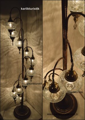 Bohomian Style Vintage Corner Lamps,Authentic  home light,Art Decor Special Antique Color 11 Ottoman Cracked Glass