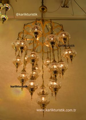 Hotel-Restaurant chandelier Authentic styles ,traditional ottoman transparent pattern lamp gold plated,big size, high-quality lighting fixtures,origin made in turkey 22 globe