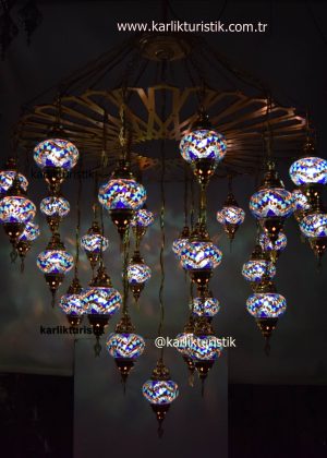 Hotel-Restaurant chandelier Authentic styles ,traditional Mosaic lamp gold plated,big size, high-quality lighting fixtures,origin made in turkey 29 glass