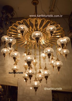 Hotel-Restaurant chandelier Authentic styles ,traditional ottoman transparent pattern lamp gold plated,big size, high-quality lighting fixtures,origin made in turkey 29 globe