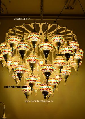 Turkish Mosaic Chandelier, Short Style White Color Plated Material ,Handmade Mosaic Hanging Lamp , I-S-C-5324