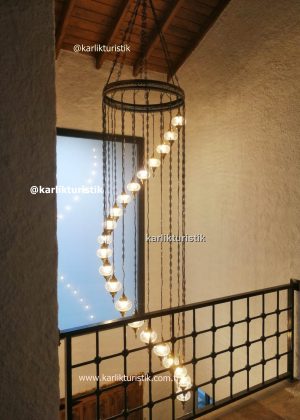 hotel chandeliers ,restaruant chandeliers ,home sprial hanging lamp 22 gobe authentic Ottoman Lamps