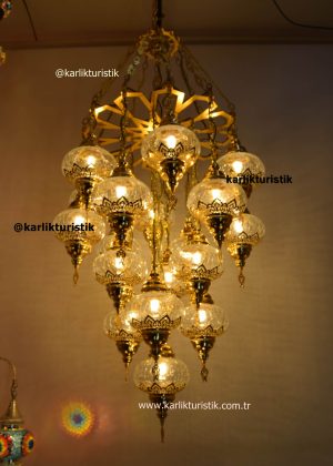 Mosque Lamps ,Hotel-Restaurant chandelier Authentic styles ,Gold Color 19 Glass