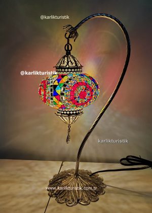 Mosiac Lamps Art Decorative Home Lights ,Gift Lamp  Handmade Copper Fİligree Swanneck - F-T-235 SİLVER PLATED
