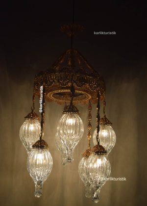 Luxury Gold Hotel -Restaurant Chandelier - Traditional and Extravagant Design Copper Filigree art authentic blowing glass