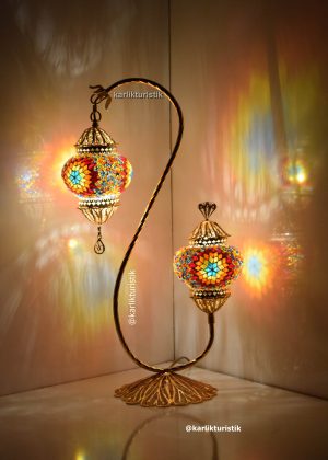 Turkish lamps ,Filigree Art decor lamps double S mosaic lights double Glass Gift Lamps gold