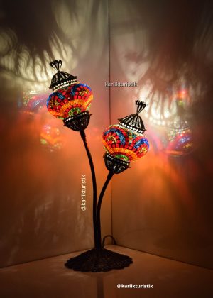 Turkish lamps ,Filigree Art decor lamps double tulip lights double Glass Gift Lamps