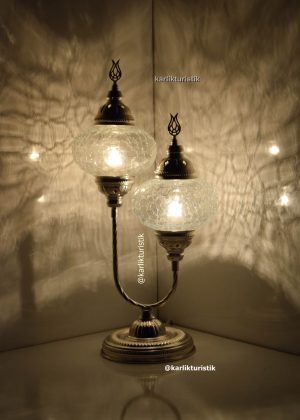 Cracked Pattern table lamp U style Lights Double Glass ,Turkish Lamp Shade,Home decor lamps silver plated